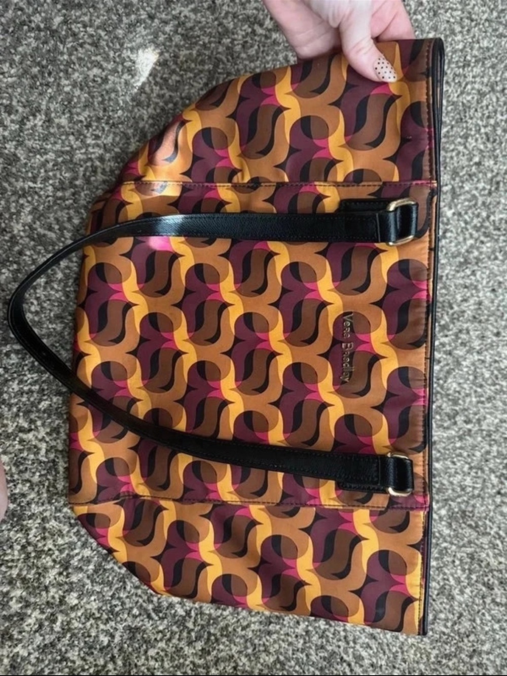 Vera Bradley, Yellow, Brown Pink Patterned Tote “Ella”